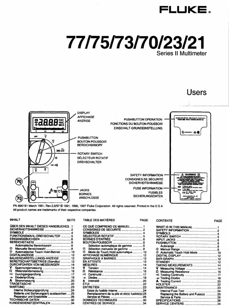 Fluke 73 II User Manual