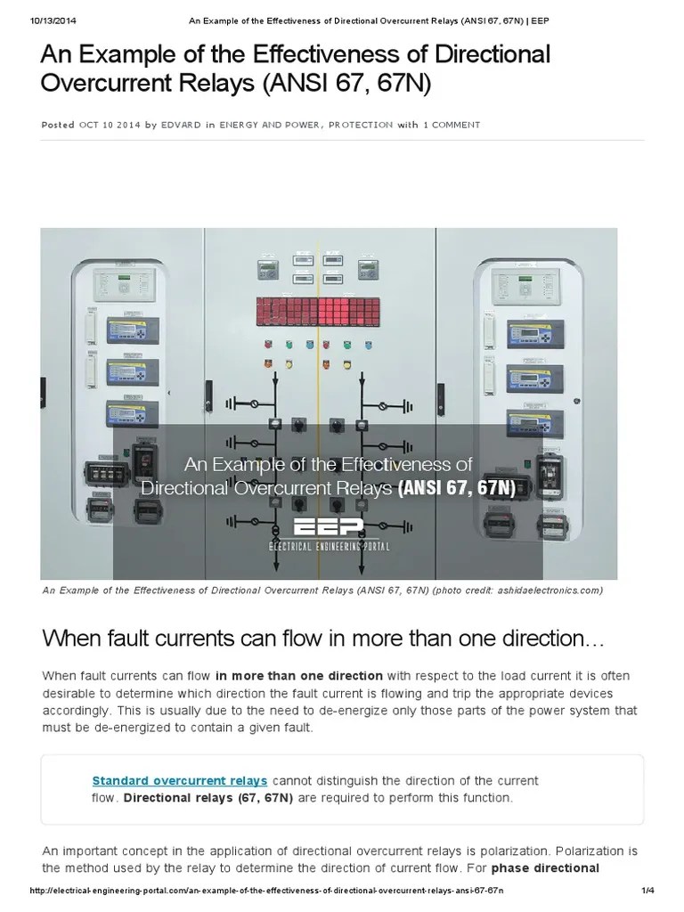 An Example of the Effectiveness of Directional Overcurrent Relays (ANSI