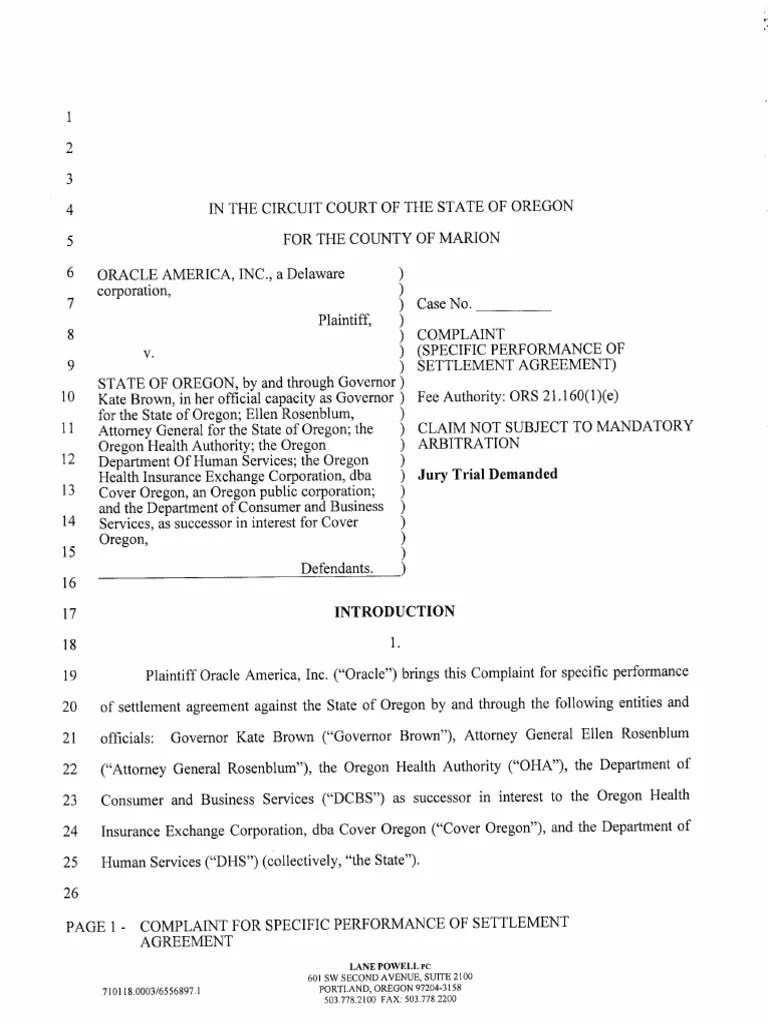 Specific Performance Complaint PDF