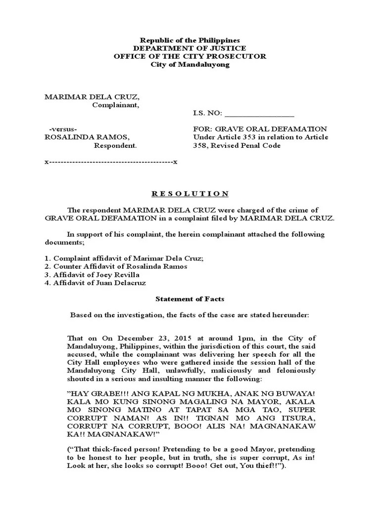 Prosecutor Resolution PDF Defamation Common Law