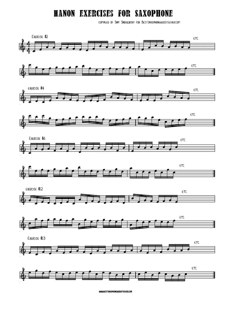 Hanon Exercises for Saxophone