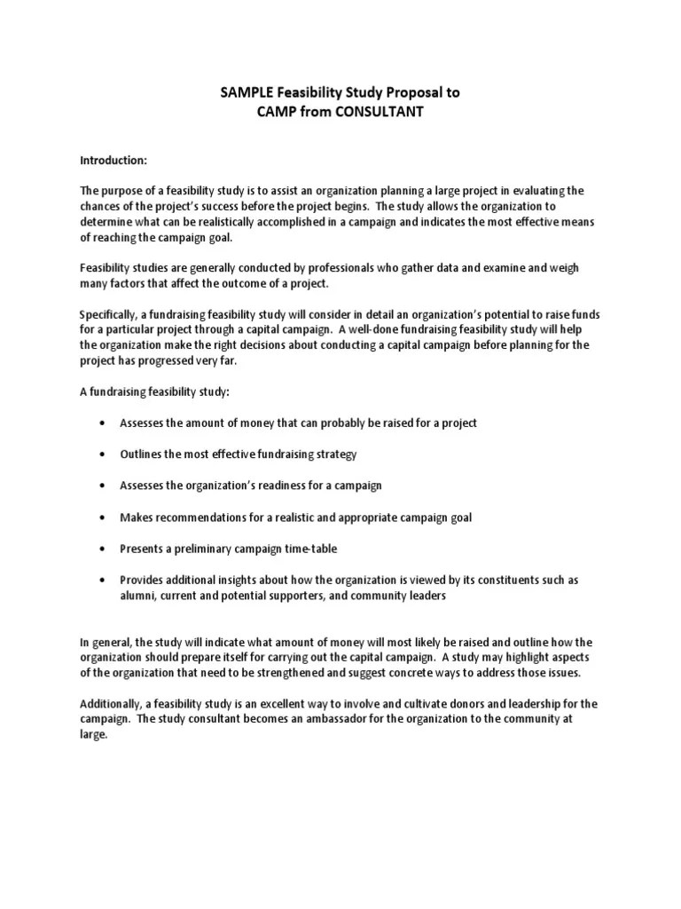 SAMPLE Feasibility Study Proposal to CAMP From CONSULTANT(1