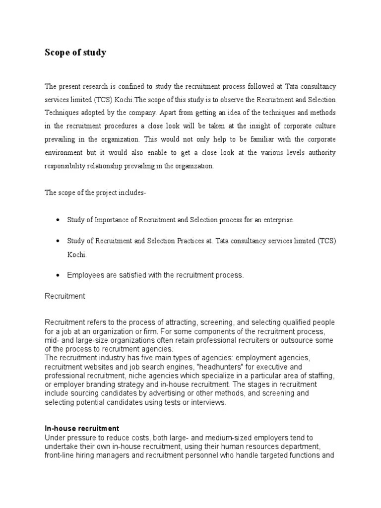 Scope of Study | PDF | Recruitment | Résumé