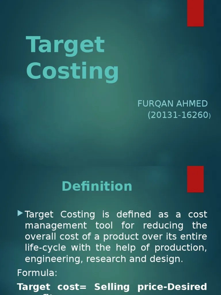 Target Costing | PDF | Marketing | Economics