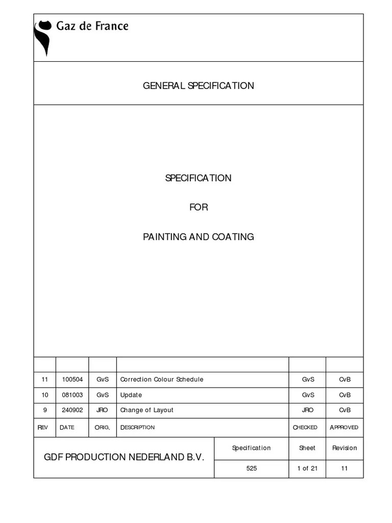 Specification for Painting and Coating Paint Galvanization