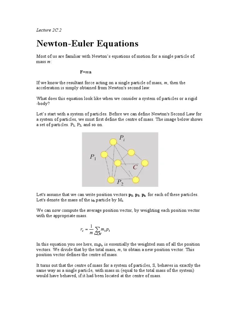 Aerial Robotics Lecture 2C 2 NewtonEuler Equations PDF Angular Momentum Momentum