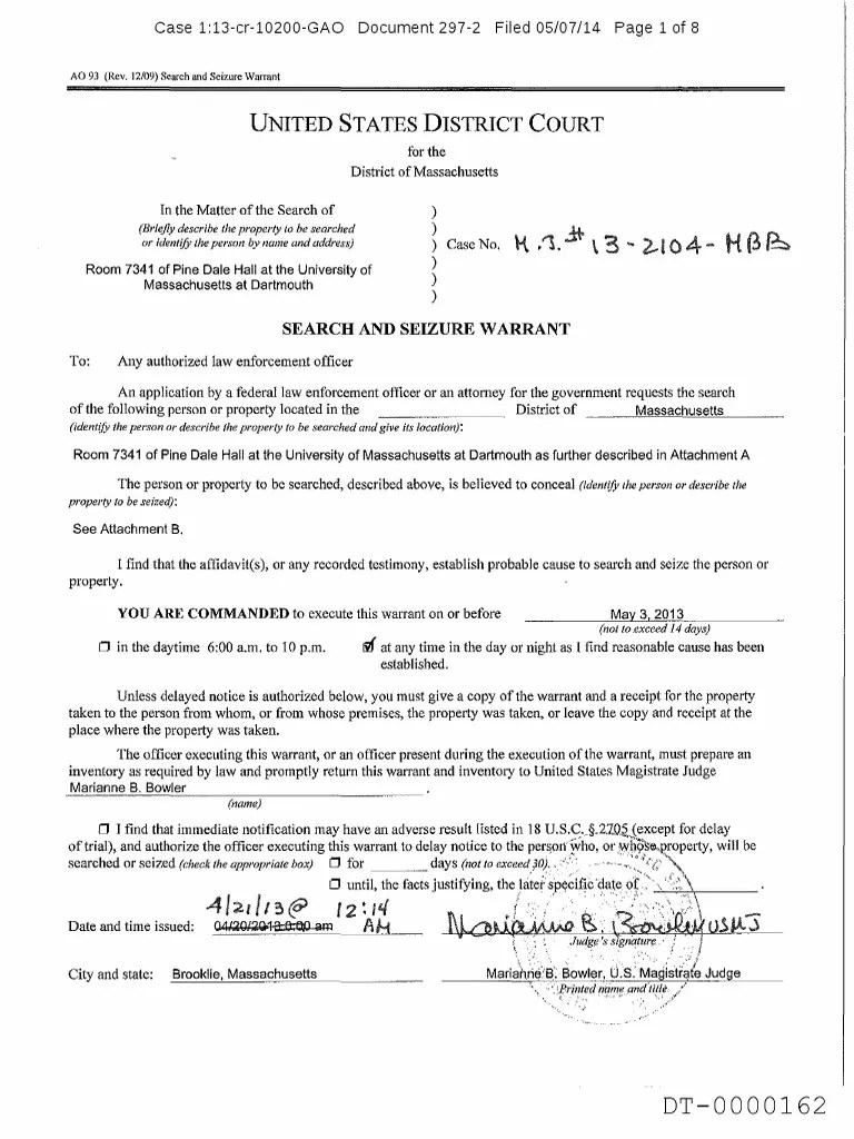 [Doc 2972] 4212013 Warrant Pinedale Hall Search Computer Data