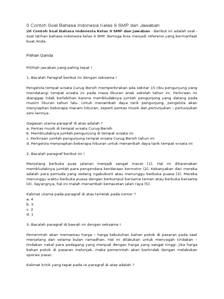 Contoh Soal Teks Diskusi Kelas 9 Pilihan Ganda Beserta Jawabannya