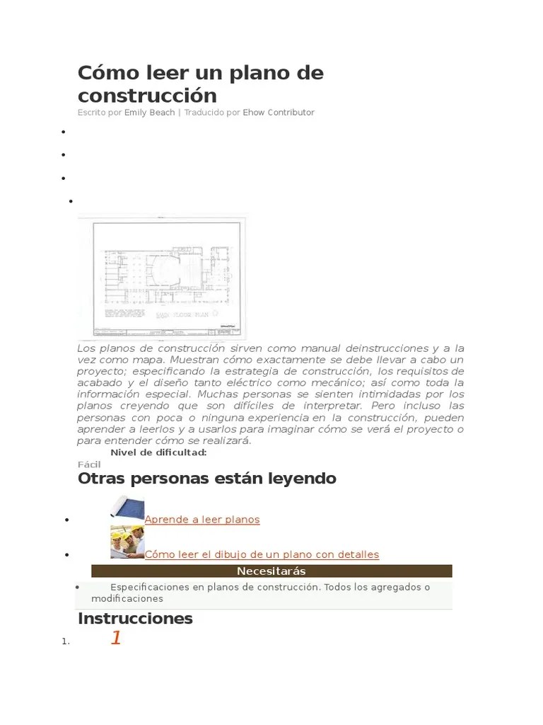 Cómo Leer Un Plano de Construcción Dibujo Diseño