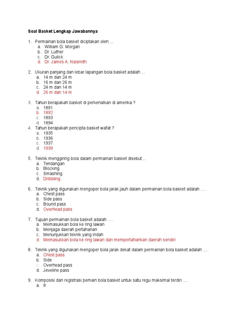 Soal Tentang Bola Basket Beserta Jawaban - Kumpulan Contoh Surat Dan Soal Terlengkap