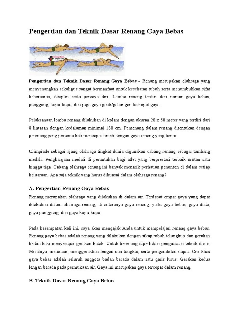 Gerakan Dasar Dalam Renang Gaya Bebas