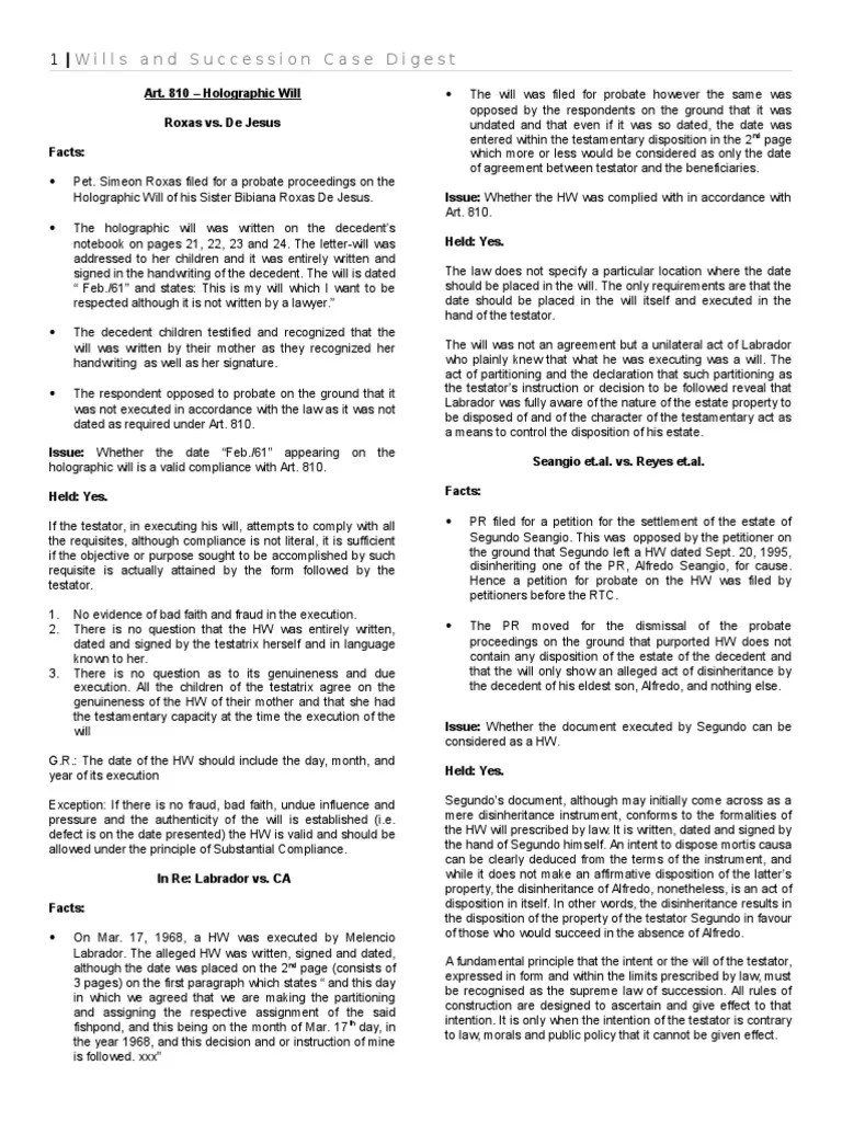 Holographic Will Will And Testament Probate