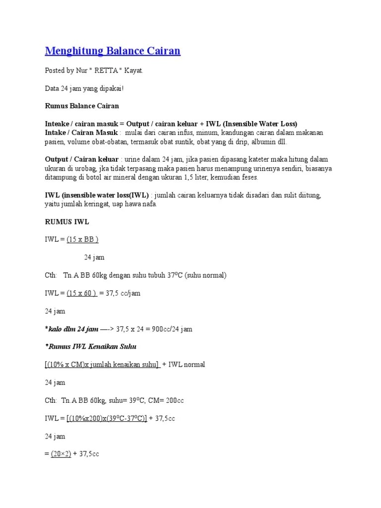Menghitung Balance Cairan | PDF