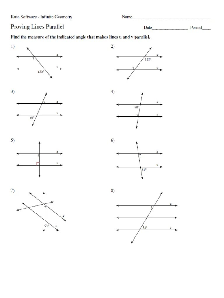 Proving Lines Parallel Worksheet