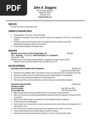 Applications must be submitted to the a personal statement and at least one writing sample should be uploaded when completing the. Resume Criminology Sociology