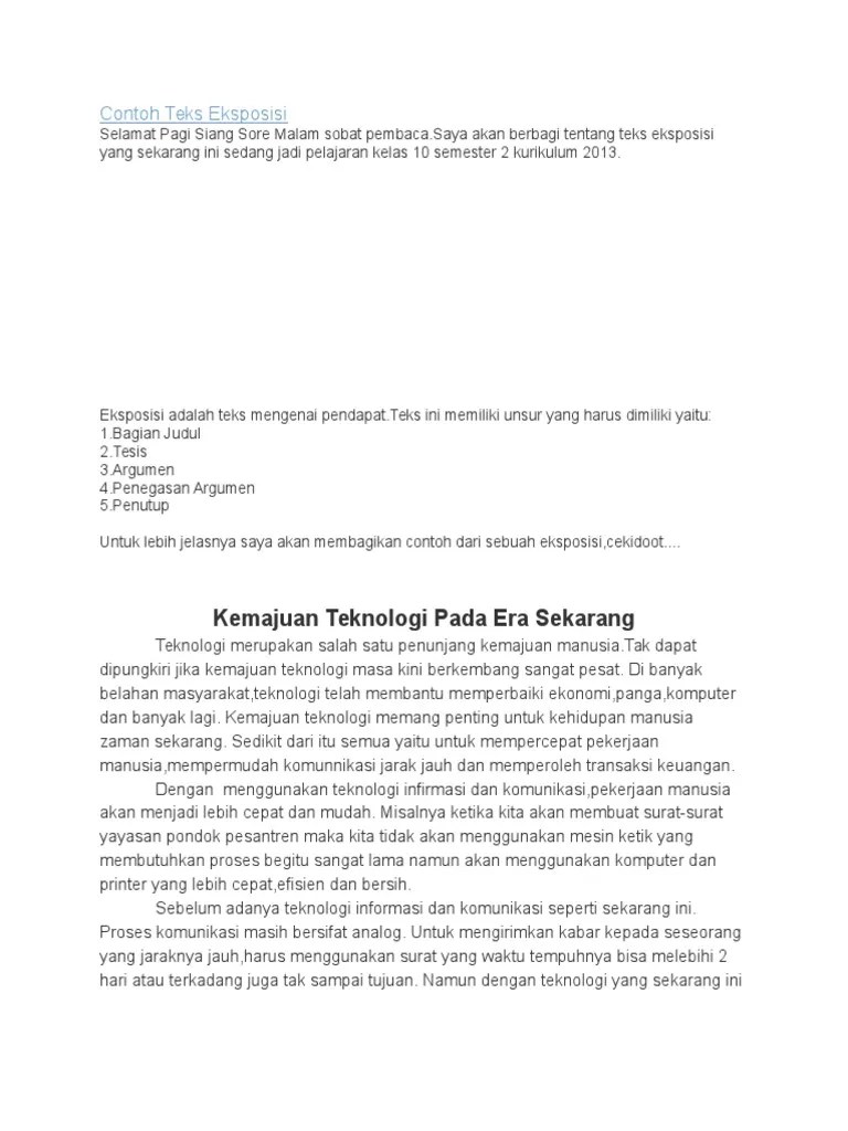 Contoh Teks Eksposisi
