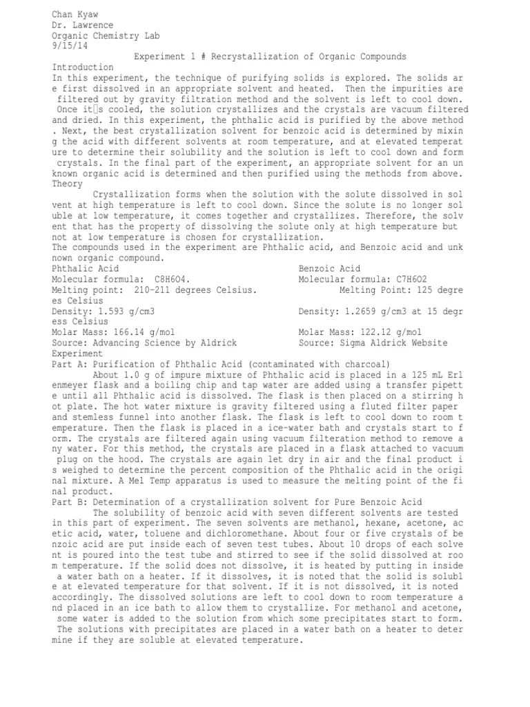 Lab Report PDF Solubility Solution