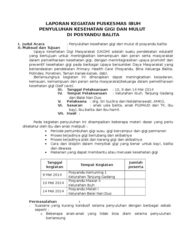 Laporan Penyuluhan Ukgm 2014 | PDF