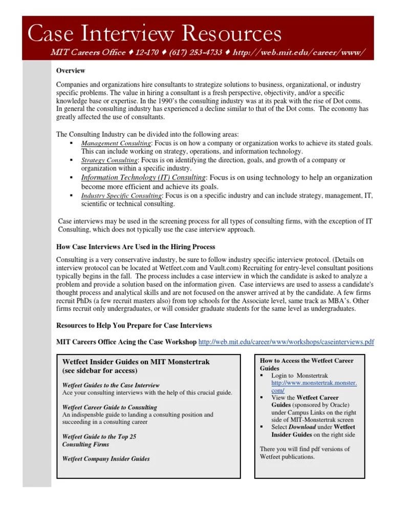 Case Interview Resources Consultant Interview