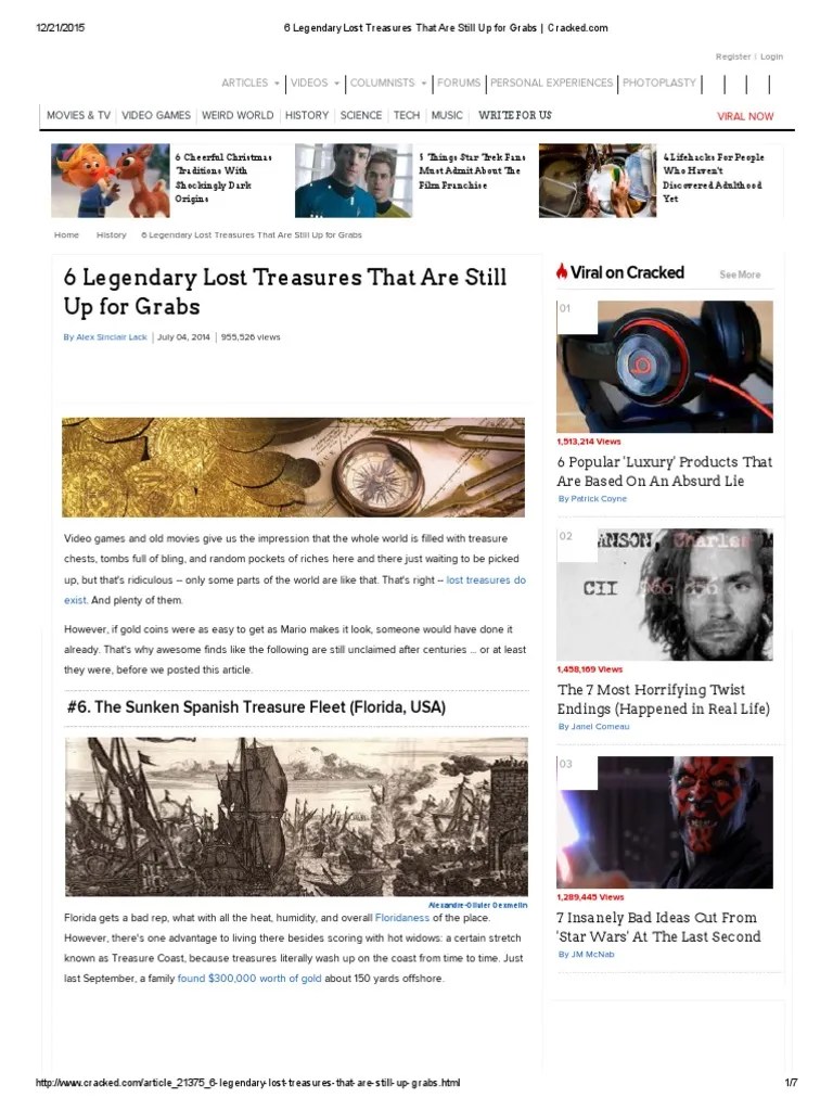 6 Legendary Lost Treasures That Are Still Up For Grabs Cracked PDF