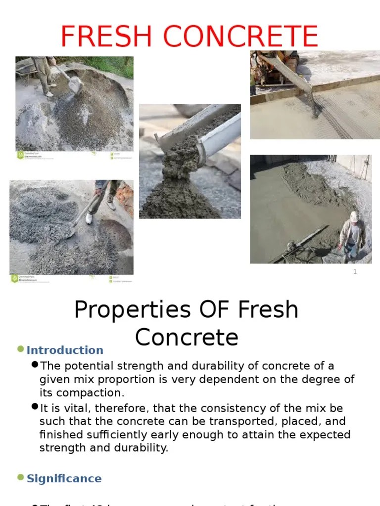 Properties of Fresh Concrete Presentation Concrete Applied And