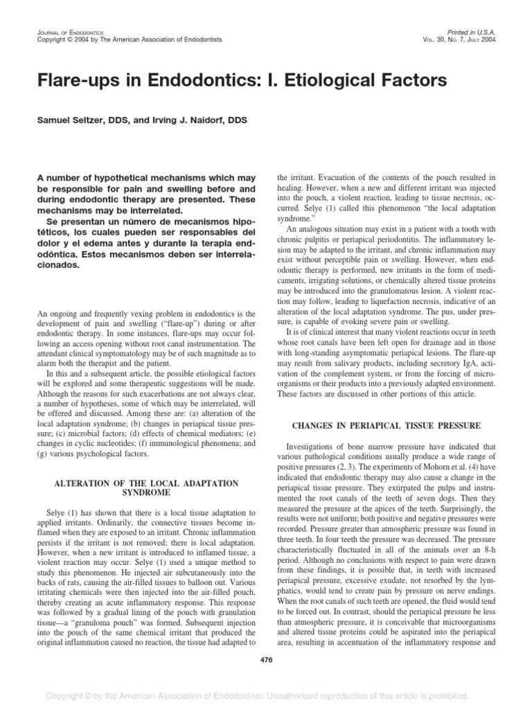 flare ups in endodontics 1 etiological factors Immune System