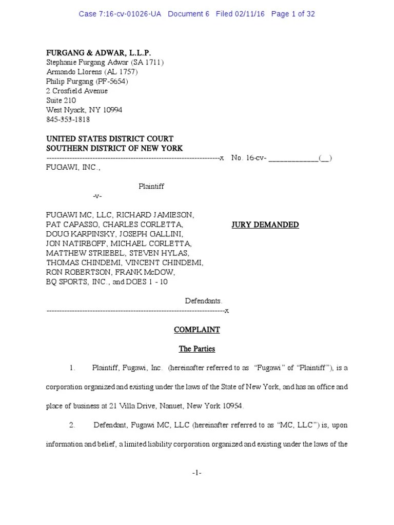 Fugawi v. Fugawi Trademark Complaint PDF Trademark Tortious Interference