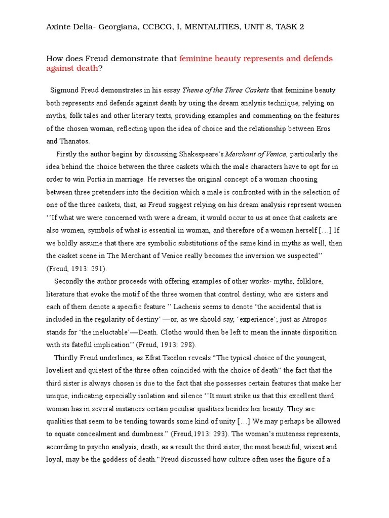 Essay The Merchant Of Venice Sigmund Freud