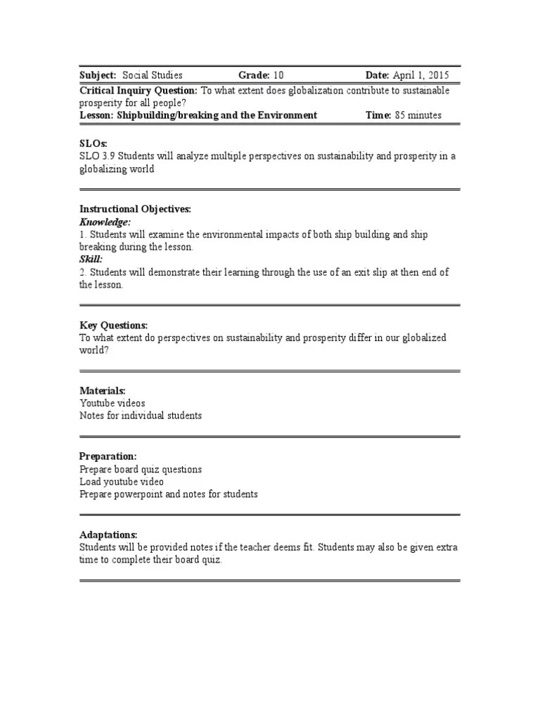 lesson plan april 1 Quiz Environmental Impact Assessment Free 30