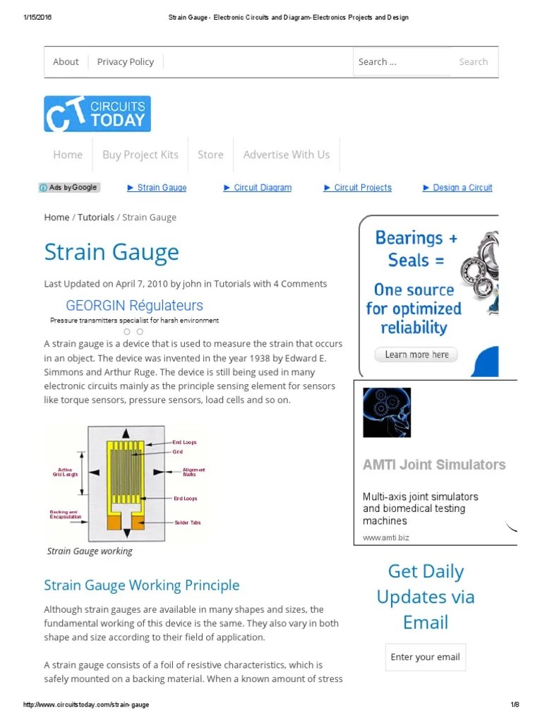 Strain Gauge Electronic Circuits and DiagramElectronics