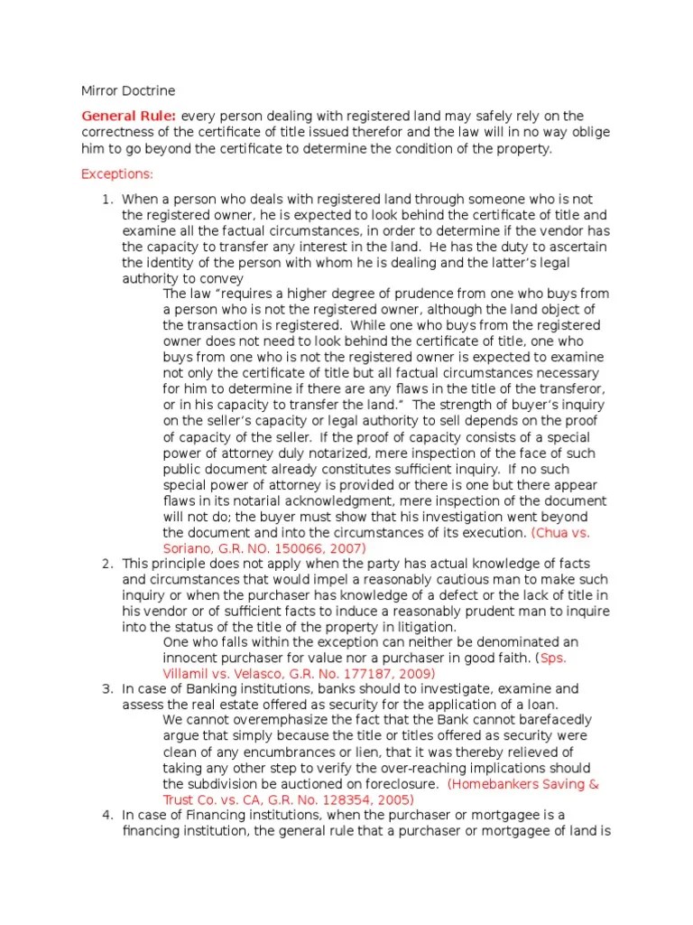 Mirror Doctrine PDF Notary Public Deed