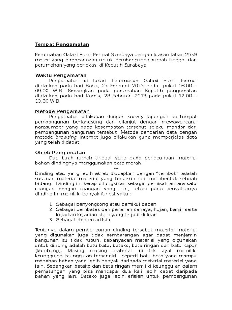 Laporan Observasi Lapangan Konstruksi Bangunan | PDF