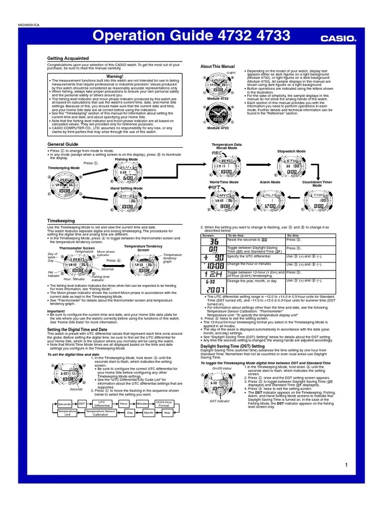 Casio Watch 4732 Manual Daylight Saving Time Watch