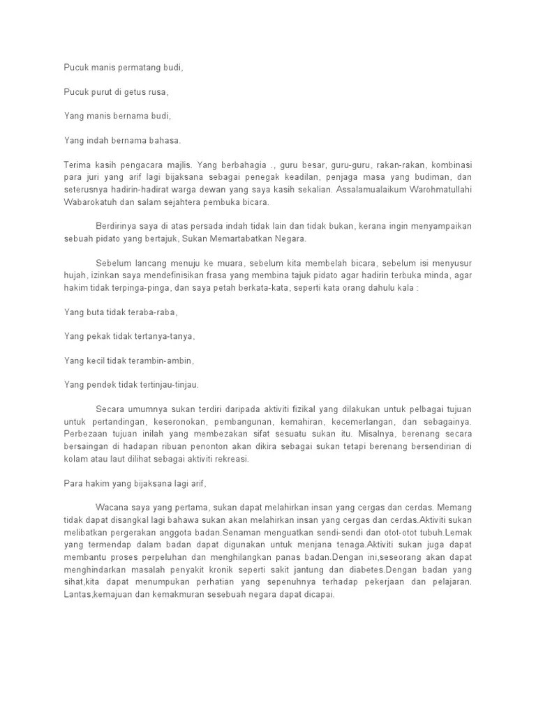 Teks Pidato Bahasa Melayu | PDF