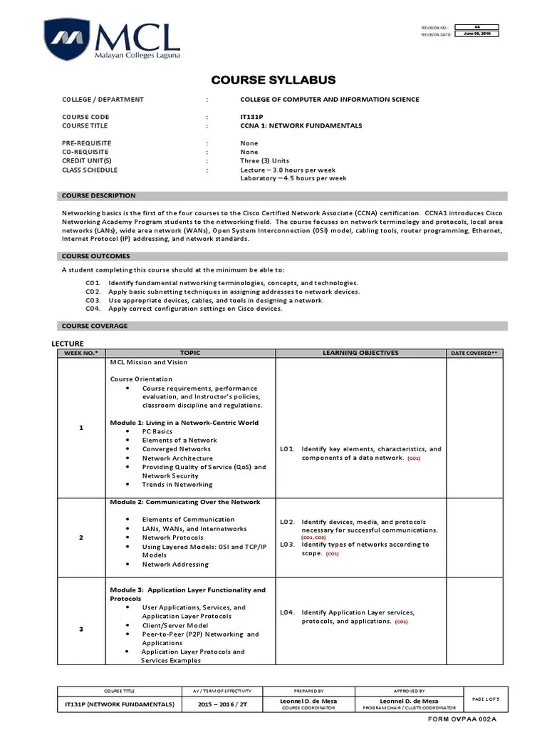 Basics Syllabus Communications
