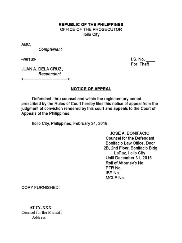 Notice of Appeal