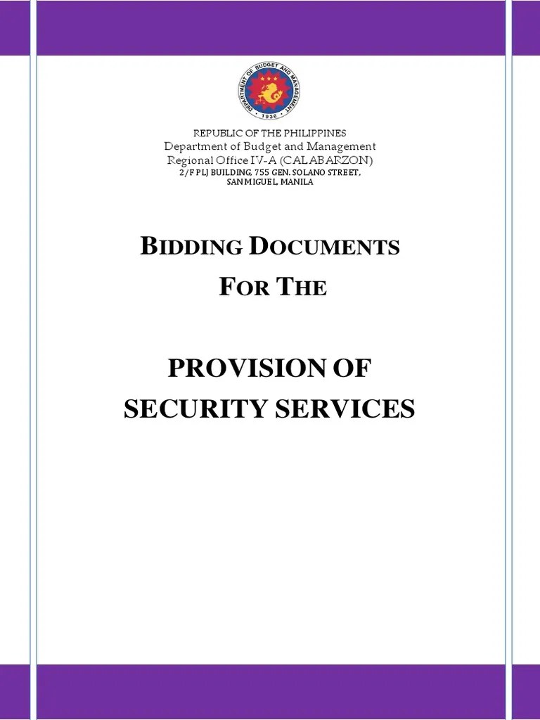 Bidding Documents for the Provision of Security Services Government