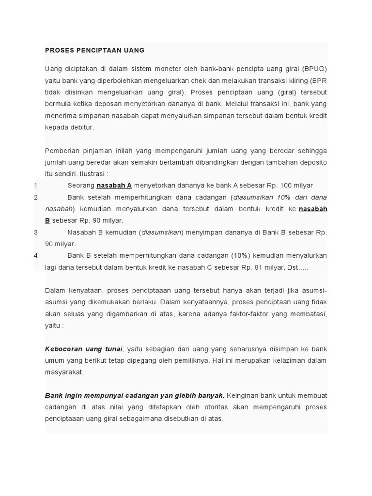 Proses Penciptaan Uang | PDF