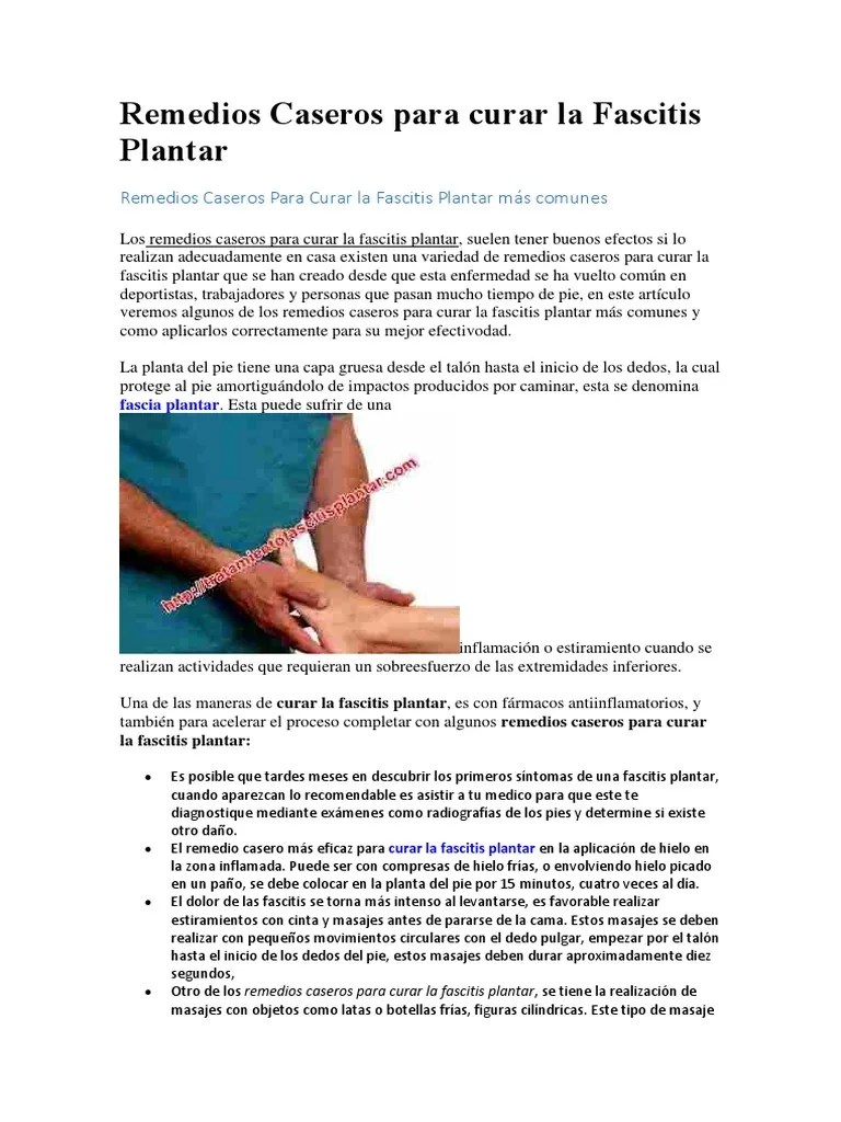 Remedios Caseros Para Curar La Fascitis Plantar Pie