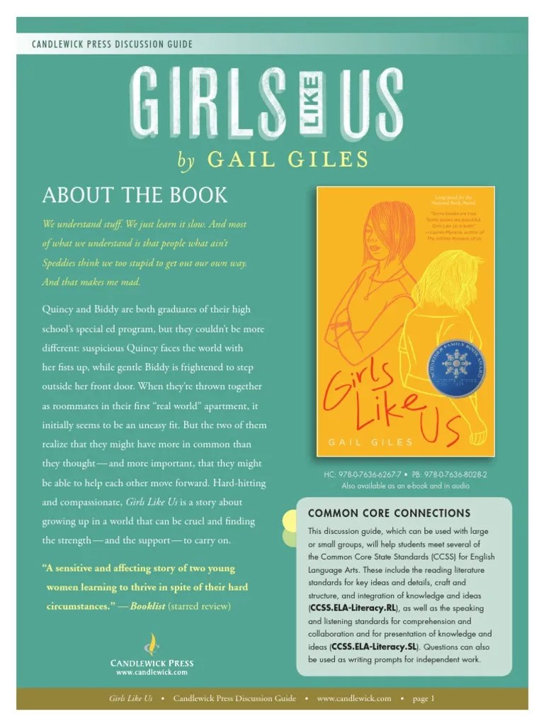 Girls Like Us by Gail Giles Discussion Guide Further Education