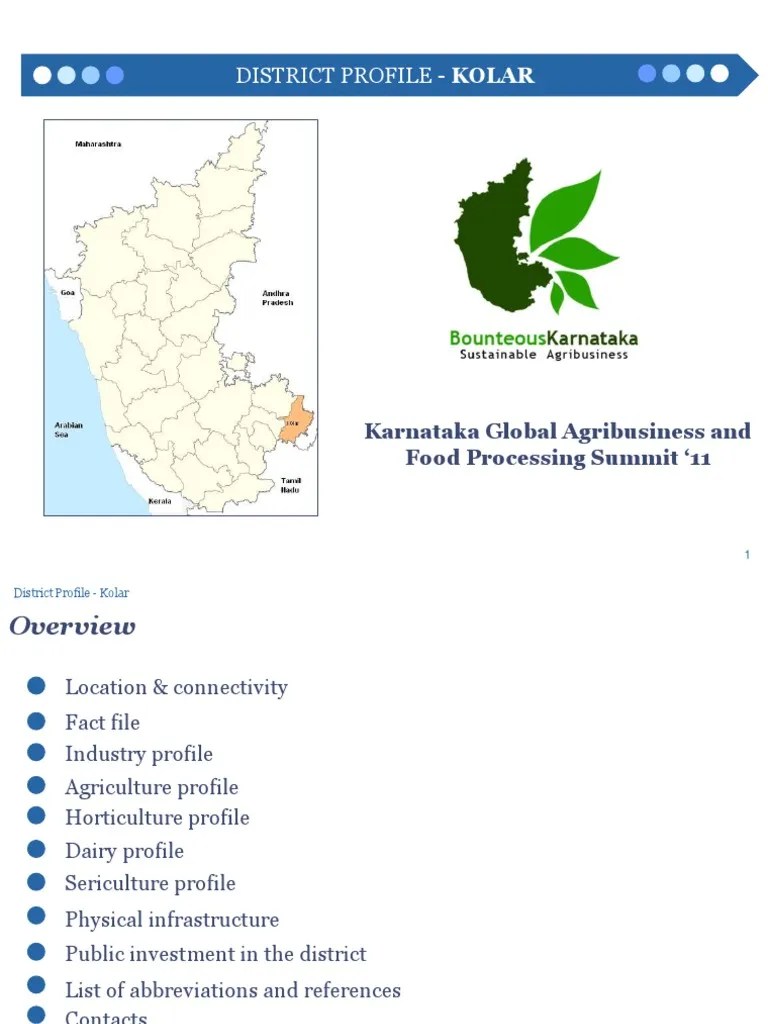 Kolar District Profile PDF Vegetables Horticulture