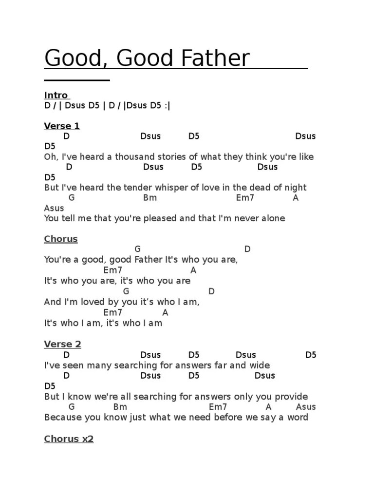 Good Good Father Chords PDF