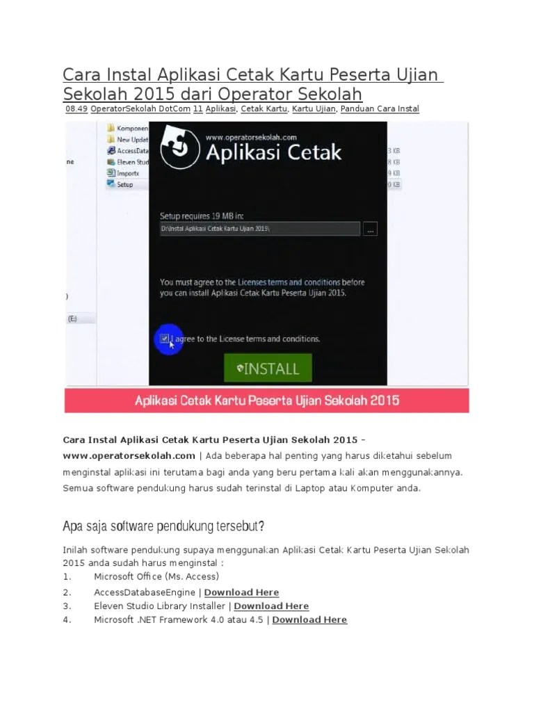Cara Instal Aplikasi Cetak Kartu Peserta Ujian Sekolah