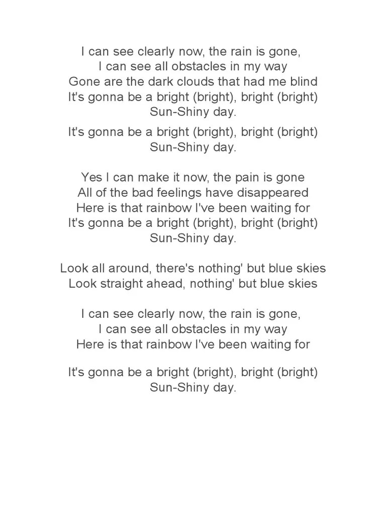 i can see clearly now lyrics