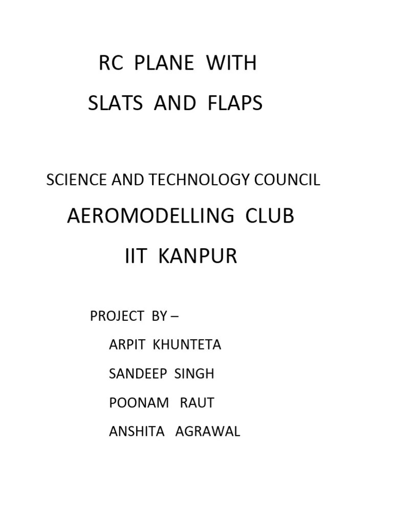 Rc Plane With Slats and Flaps Aeromodelling Club Iit