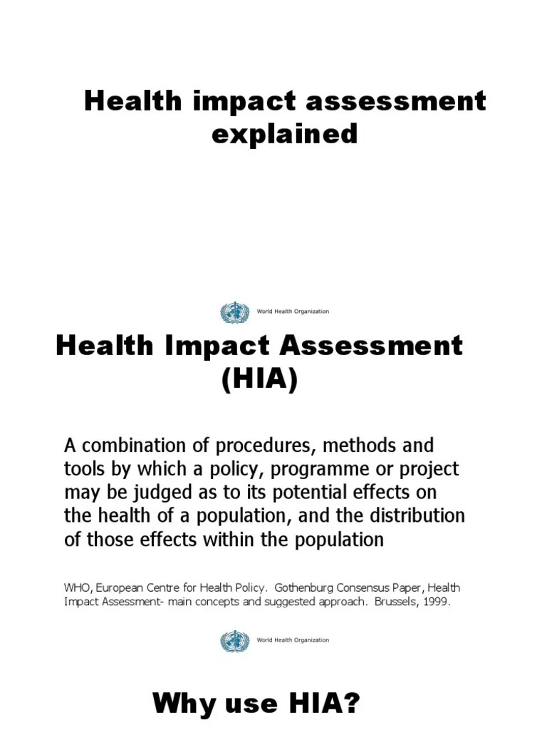 Health Impact Assessment Environmental Impact Assessment World