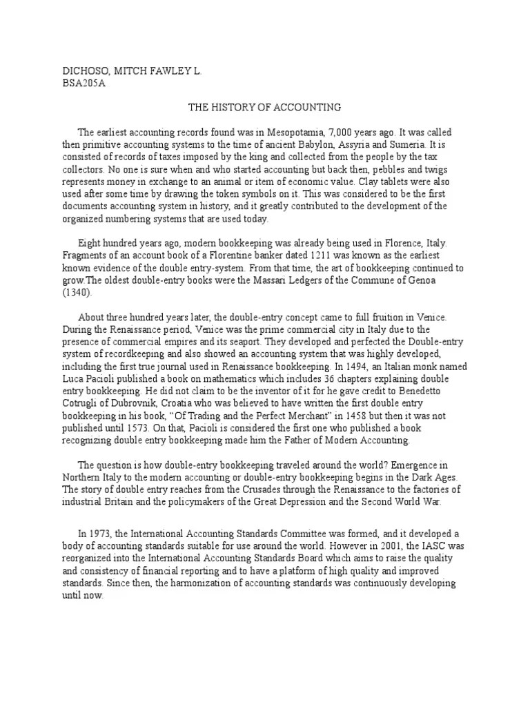 History of Accounting PDF Accounting Business Economics