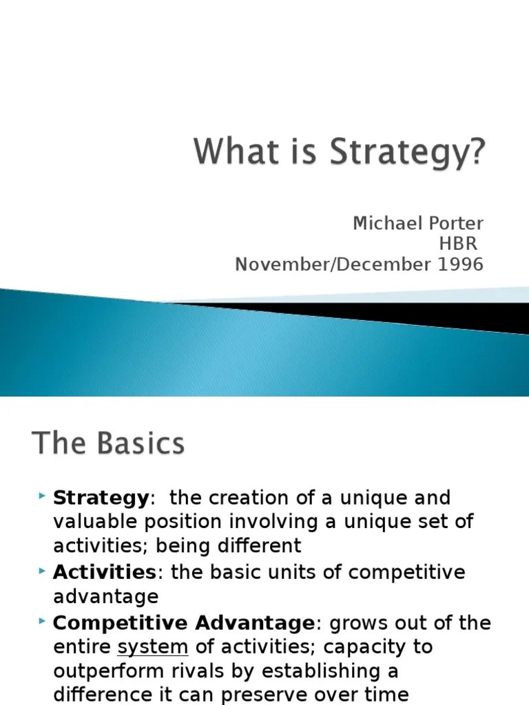 Michael Porter What is Strategy Competitive Advantage Strategic