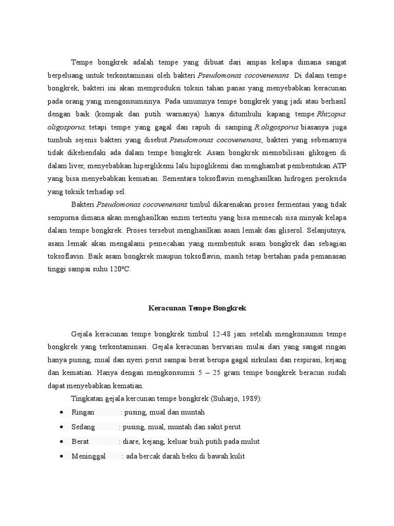 Keracunan Tempe Bongkrek