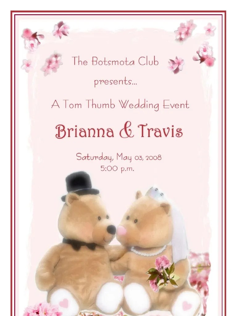 Tom Thumb Wedding Program Groomsman Bridesmaid